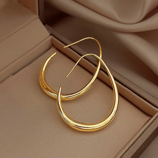 Hot Sale 925 Silver Needle Geometric Oval Hoop Earrings For Women Simple Desgin Earrings Party Wedding Jewelry eh2008