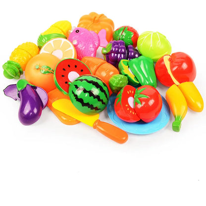 Children Simulation Kitchen Toys Set Pretend Play Fruit Vegetable Pizza Cutting Early Education Toys for Kids Play House Game