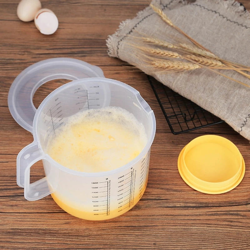 Large Capacity Baking Measuring Cup 2.5L Scale Kitchen Tool Mixing Bowl with Lid Transparent Plastic Mixing Cup for Home Tools