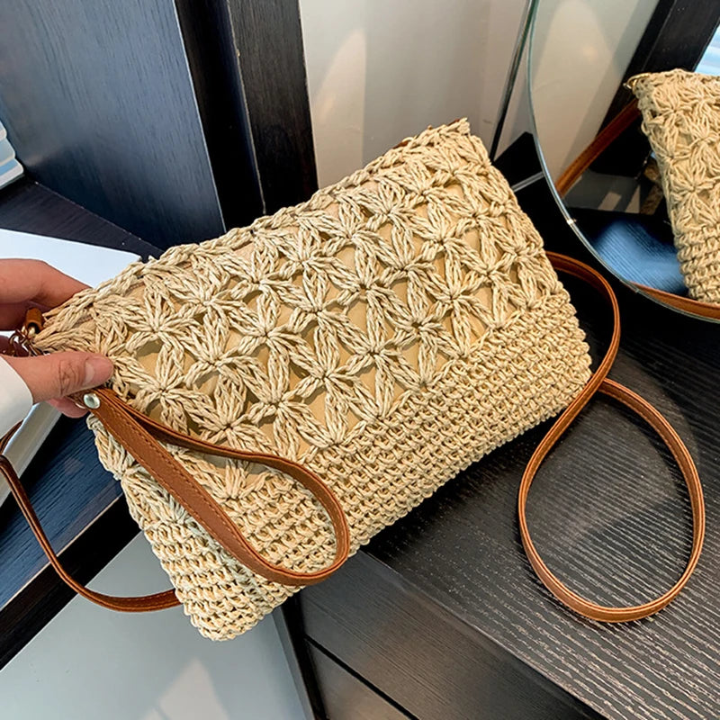 New Ladies Fashion Summer Straw Crossbody Bag Women Beach Holiday Shopping Woven Shoulder Handbag Messenger Purse For Women Bags