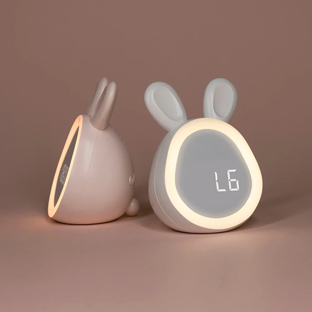 Kids Cute Rabbit Alarm Clock With Night Light Stepless Dimming Led Digital Alarm Clock For Boys Girls