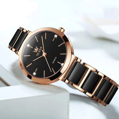 JSDUN Fashion Elegant Watch for Women Japanese Movement Ceramics Strap Luxury Ladies Bracelet Quartz Watches Gifts Reloj Mujer