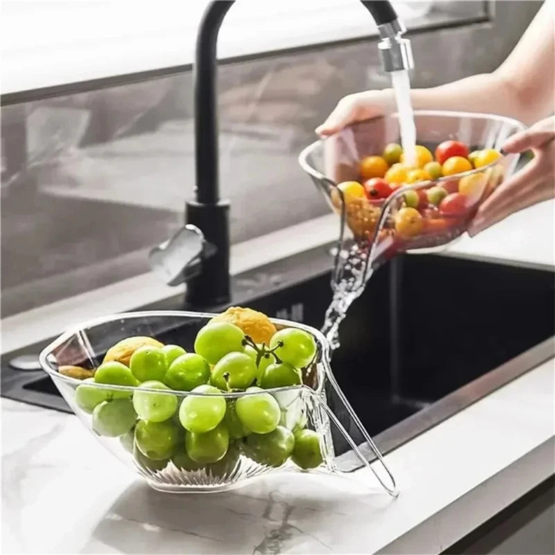 Washing Drain Basket Home Vegetable Basin Kitchen Washing Fruit Plate Multifunctional Cleaning Gadget Kitchen Drainage Basket