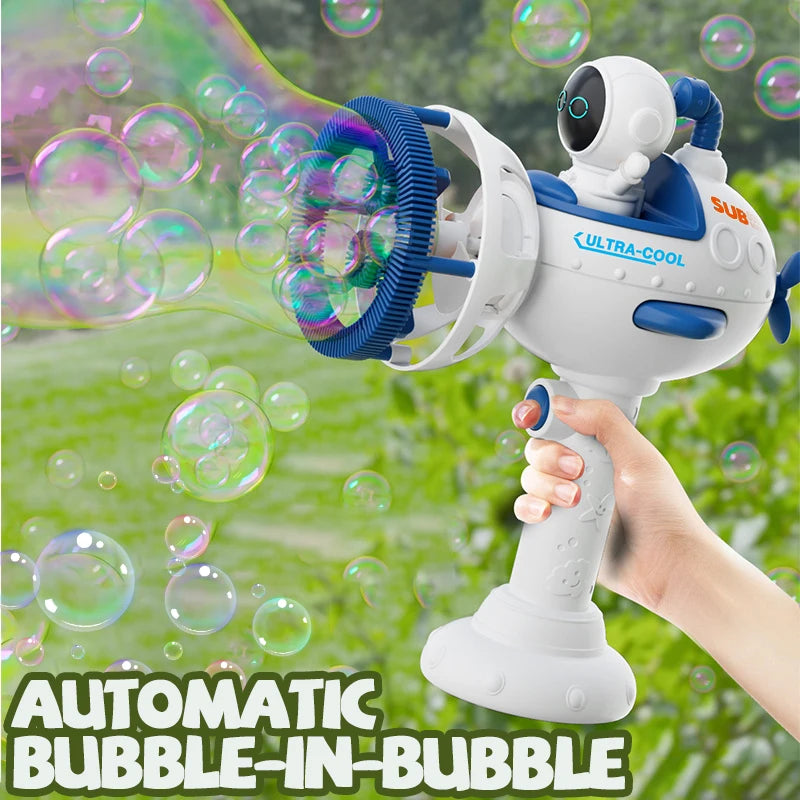 Astronaut Bubble In Bubble Gun Automatic Electric Soap Bubbles Maker Blowing Machine Summer Outdoor Park Play Toy Games for Kids