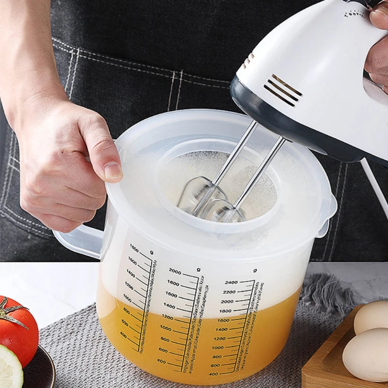 Large Capacity Baking Measuring Cup 2.5L Scale Kitchen Tool Mixing Bowl with Lid Transparent Plastic Mixing Cup for Home Tools