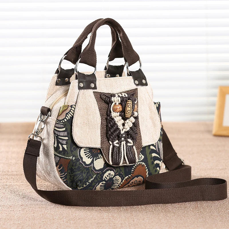 MOTAORA New Vintage Messenger Handbag Ladies Large Capacity Crossbody Tote Bags Women Chinese National Style Canvas Shoulder Bag