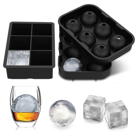 6 Grid Round Square Ice Cube Ball Large Ice Cube Maker For Whiskey Cocktails and Homemade Keep Drinks Chilled Ice Mold