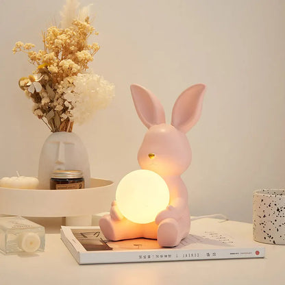 Wedding Table Lamp, Girl's Bedroom, Romantic Night Lamp, Creative and High end Cartoon Big Ear Rabbit Decoration