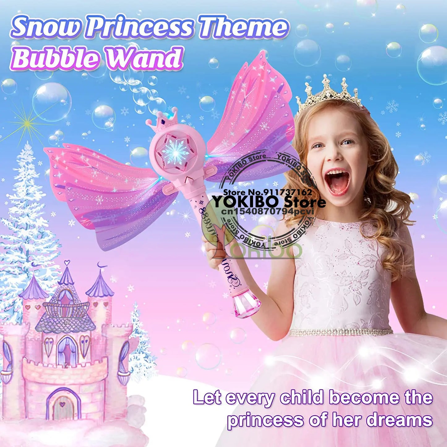 Bubble Wands for Kids Girls Light Up LED Sound Bubble Gun Bubble Machine for Kids Toddler Bubble Maker Automatic Bubble Blower