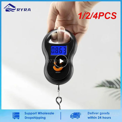 1/2/4PCS Black Electronic 50Kg 10g Hanging Scale LCD Digital Scale BackLight  Fishing Weights Pocket Scale Luggage Scales