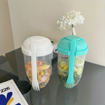 1L Portable Salad Cup Healthy Meal Shaker Lunch Box Kids Breakfast Salad Bowl with Fork Food Storage Yogurt Oatmeal Milk Cups