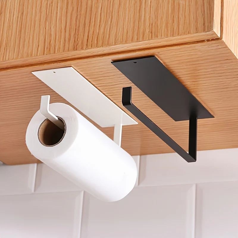 Kitchen carbon steel paper towel rack Punch free paper towel rack Household paper rack Storage rack