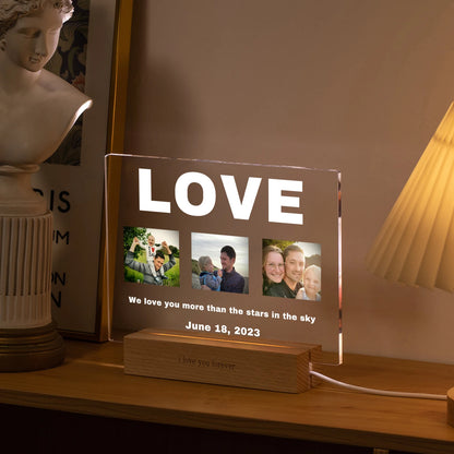 Custom 3D Acrylic Photo Lamp Personalized Led Night Light for Parents Love MOM DAD Family Friend Weddings Birthdays Ideal Gift