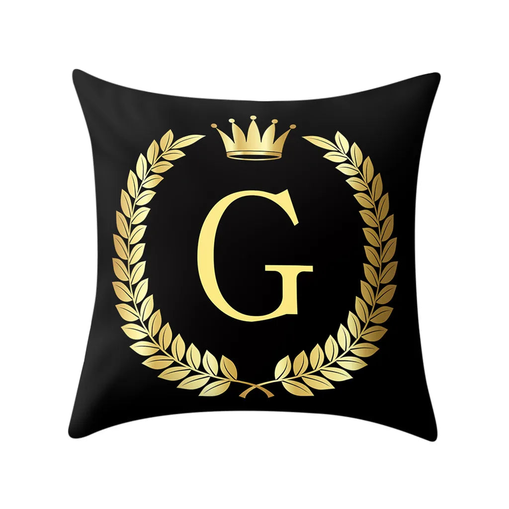 New Pillow Cover Black And Gold Letter Pillowcase Sofa Cushion Cover Home Decoration Sofa Chair Pillowcase Throw Pillows