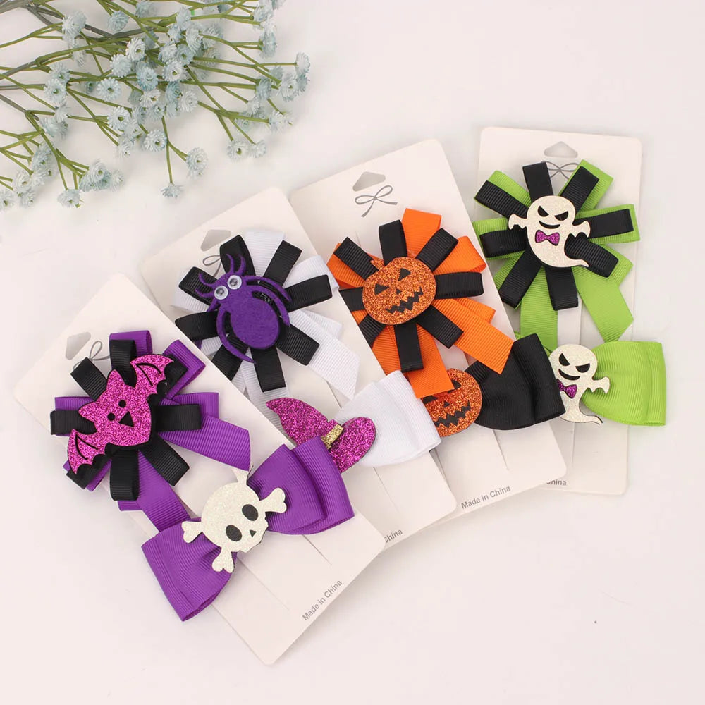 2/3Pcs/Set Halloween Bows Hair Clips Ghost Witch Hat Pumpkin Hairpins For Baby Girls Hairgrips Barrettes Party Hair Accessories