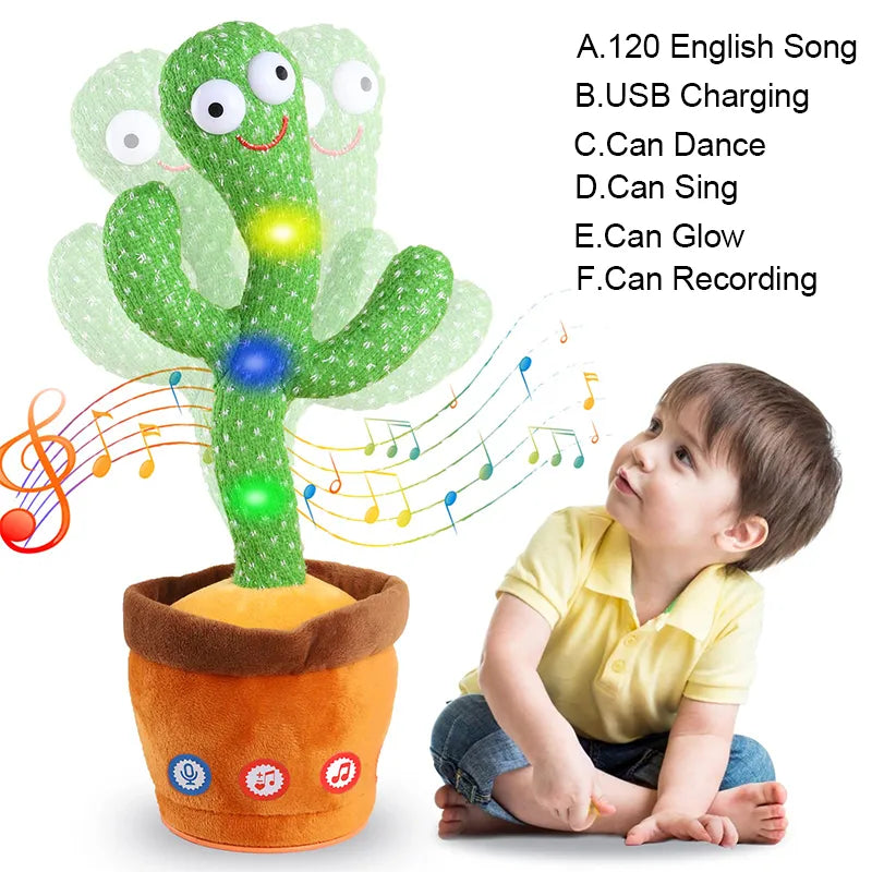 Kids Dancing Talking Cactus Toys Interactive Talking Sunny Cactus Electronic Plush Toy Home Decoration for Children Xmas Gifts