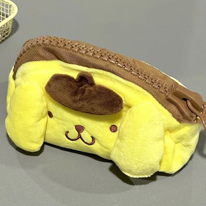 Sanrio Pom Pom Purin Anime Kawaii Pen Bag Cute Cartoon Student Stationery Creative Plush Pencil Box Girls Cosmetics Storage Bag