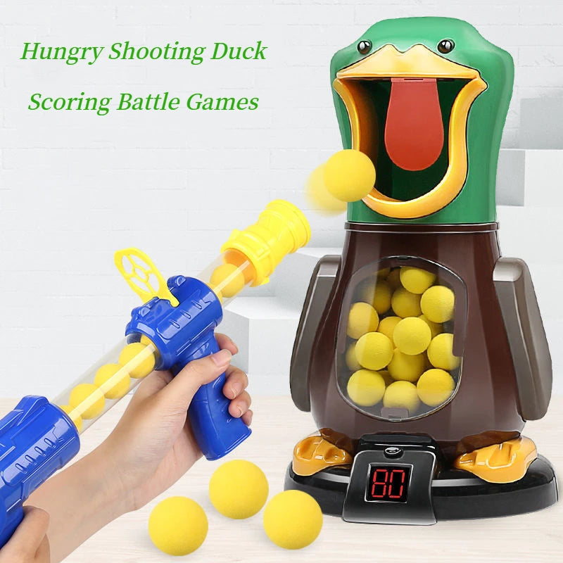 Hungry Shooting Duck Toys Air-powered Gun Soft Bullet Ball With Light Electronic Scoring Battle Games Funny Gun Toy for Kids