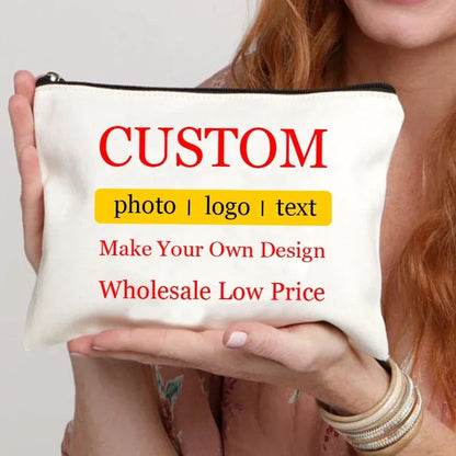 Custom Your Own Design Photo/Name/Logo/Text Makeup Bag Bridesmaid Gift Travel Cosmetic Organizer Toilet Bags Low Price Wholesale