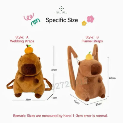 Cute Capybara Plush Backpack Kawaii Plushie Doll Fur Bag Shoulder Crossbody Bags Funny Children Bag Mini Knapsack Bag Girl Gifts