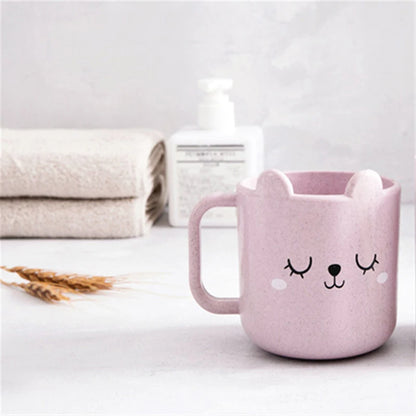 Wheat Straw Cartoon Expression Mouthwash Cup Creative Children Brushing Cup Plastic Cup Toothbrush Cup Bathroom Accessories