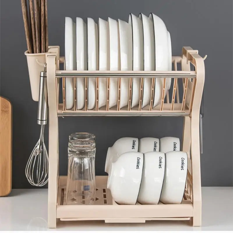 Dish Drying Rack Kitchen Supplies Dish Storage Drain Rack Multifunctional Double-Layer Dish Filter Rack Kichen Tools