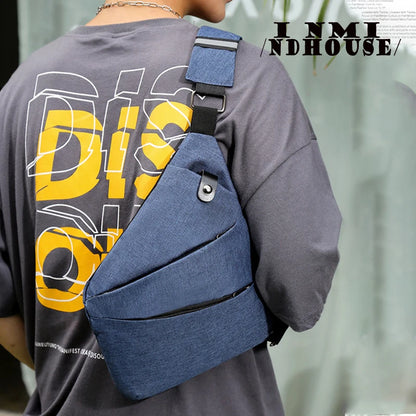 Chest Pack Messenger Sling Bags For Men Casual Canvas Small Zipper Crossbody Pouch Simple Small Crossbody Shoulder Bag Men Bag