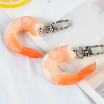 Funny Simulation PVC Shrimp Keychain Prawn Keyring Food Sea Animal Kids Toy Bag Backpack Ornament Woman Girl Jewelry Accessories