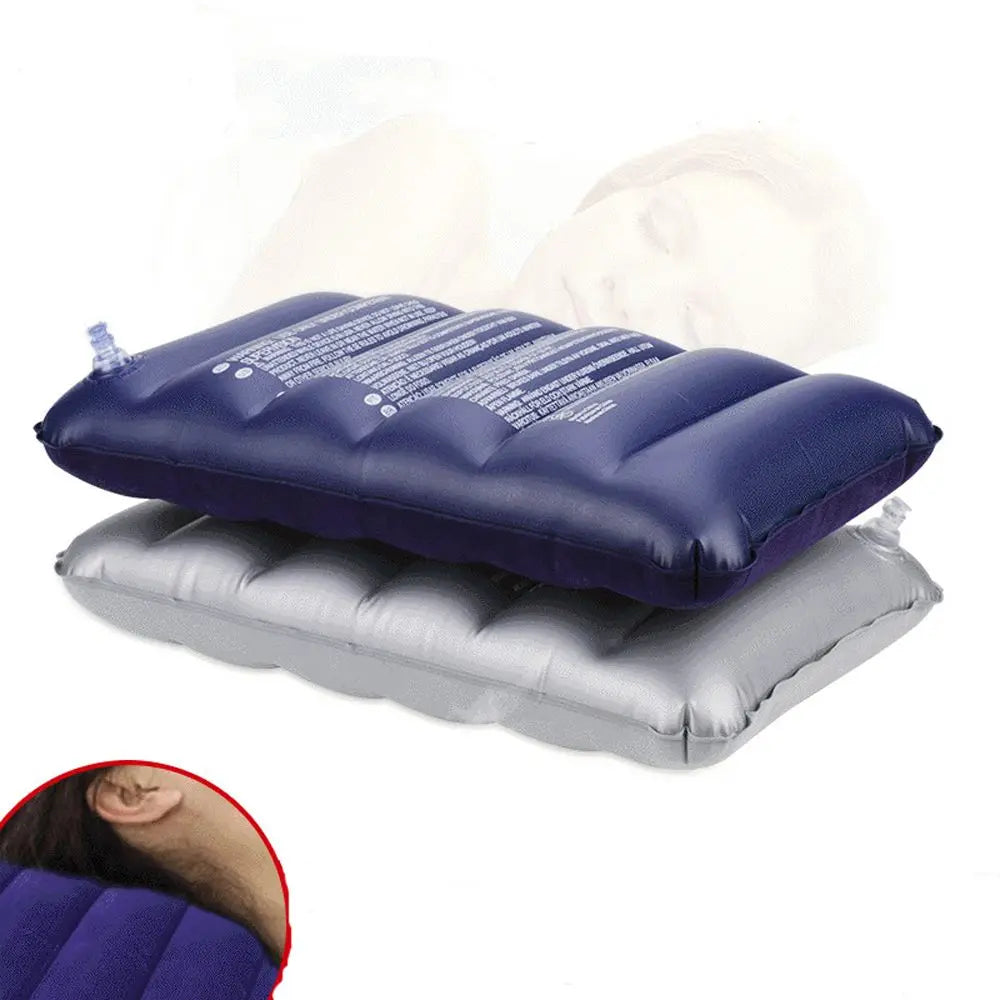 Inflatable PVC Flocking Air Pillow Bed Sleeping Camping Pillow Cushion Portable Ultralight Travel Beach Plane Head Rest Support