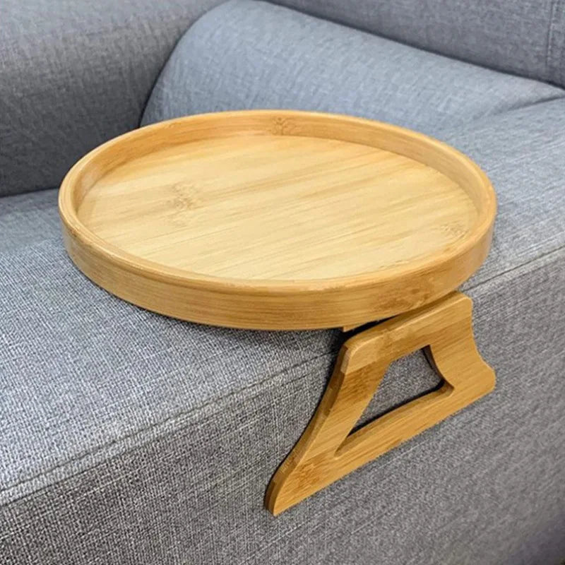 Sofa Tray Table Sofa Armrest Clip-On Tray Natural Bamboo Sofa Tray Practical TV Snack Tray for Remote Control Coffee Snacks