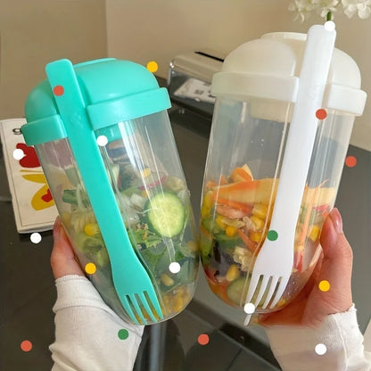 1L Portable Salad Cup Healthy Meal Shaker Lunch Box Kids Breakfast Salad Bowl with Fork Food Storage Yogurt Oatmeal Milk Cups