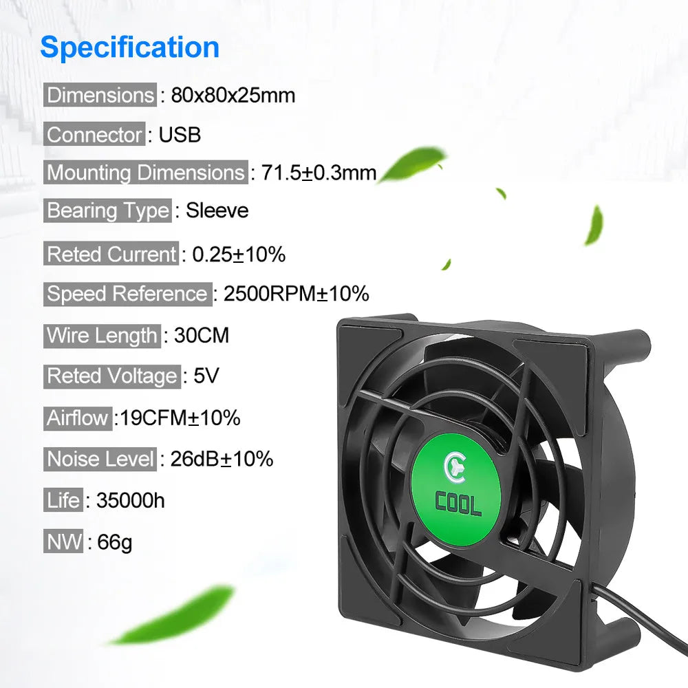 Kebidumei USB Mini fan Cooling Fan DC 5V for PC TV Box Set Top Box fan silent radiating 80x80x25mm free shipping With 30cm Cable