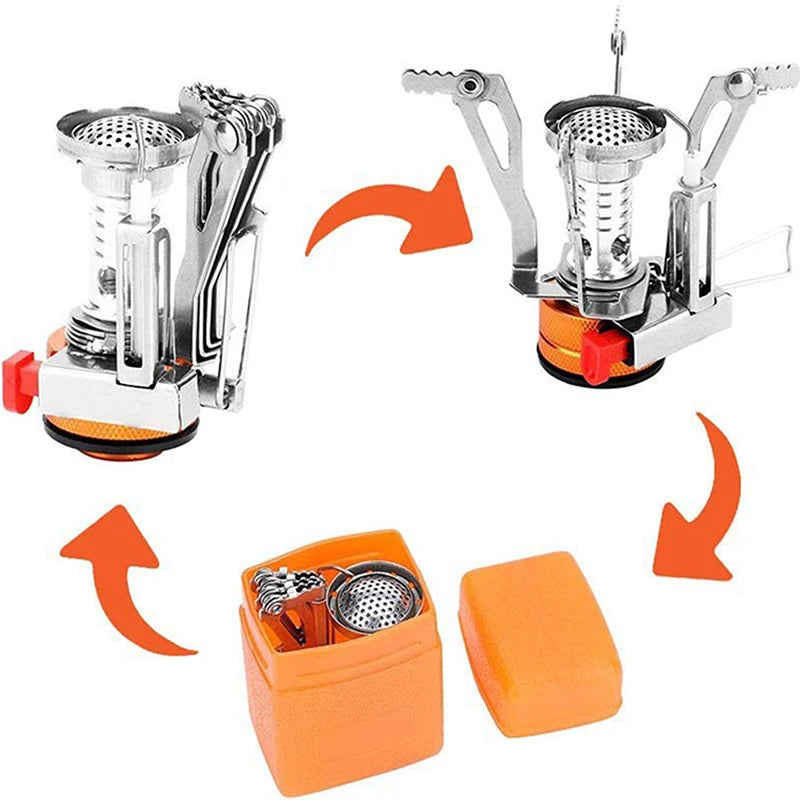 Camping Accessories Gas Cooker Portable Outdoor Camping Aluminum Alloy Ultra Light Picnic Cooking Camp Stove Survival Furnace