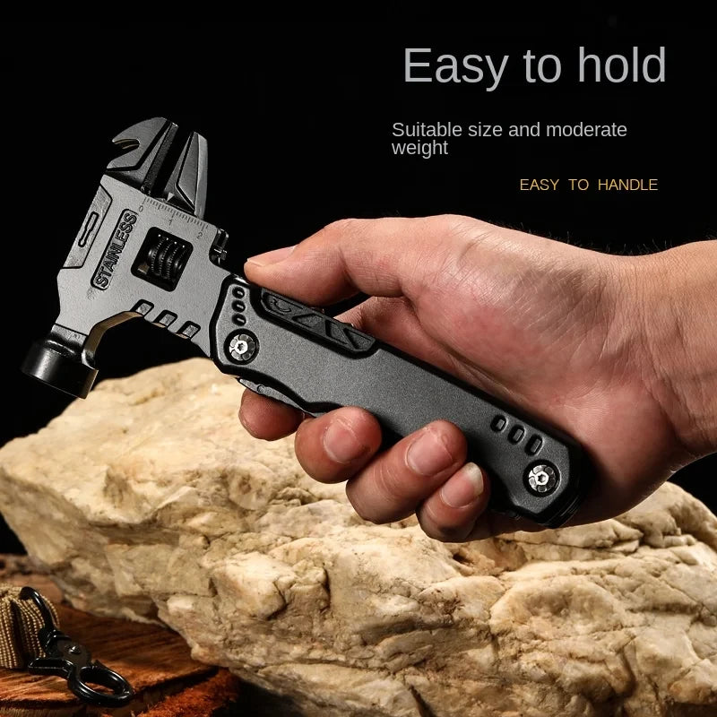 This multi-functional tool combines a wrench, hammer, folding pliers, and other EDC essentials into one convenient package. It's a versatile hand tool suitable for various tasks.