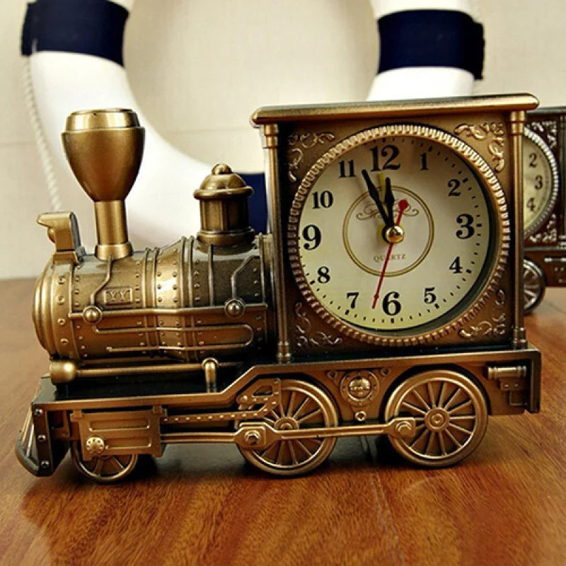 Fashion Personality Lastic Model Clock Retro Nostalgic Locomotive Alarm Clock Decoration Creative Home Gift Alarm Clock