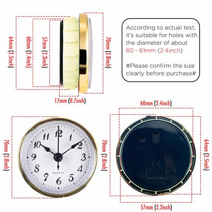 MCDFL Round Clock Insert Arabic Numeral Quartz Movement Roman Bedside Antique Watch Desk Decoration Table DIY Parts 70mm 2.8inch