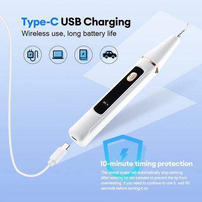 Ultrasonic Dental Scaler Oral Care Tartar Removal Calculus Remover Tooth Stain Cleaner LED Light Tooth Whitening Tools Household