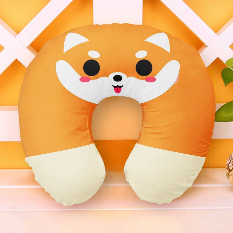 Cute Cartoon INS Style Travel Neck Pillow U-Shaped Panda Rainbow Cloud Fruit Inflatable Cushion For Kids Adults Family Friends