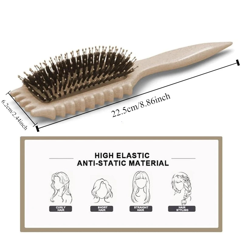 Bounce Curl Define Styling Brush Boar Bristle Detangling Hair Brush Tangled Hair Comb Shaping Defining Curls Barber Styling Tool