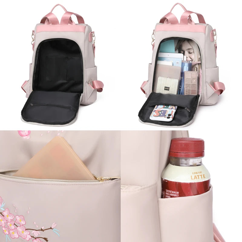 Waterproof Oxford Women Backpack Fashion Anti-theft Women Backpacks Flower Print Girls School Bag High Quality Large Backpack