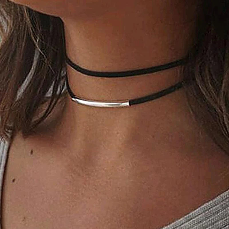 Double Layer Choker Necklace Adjustable Black Velvet Choker Necklace for Women and Teens Girls