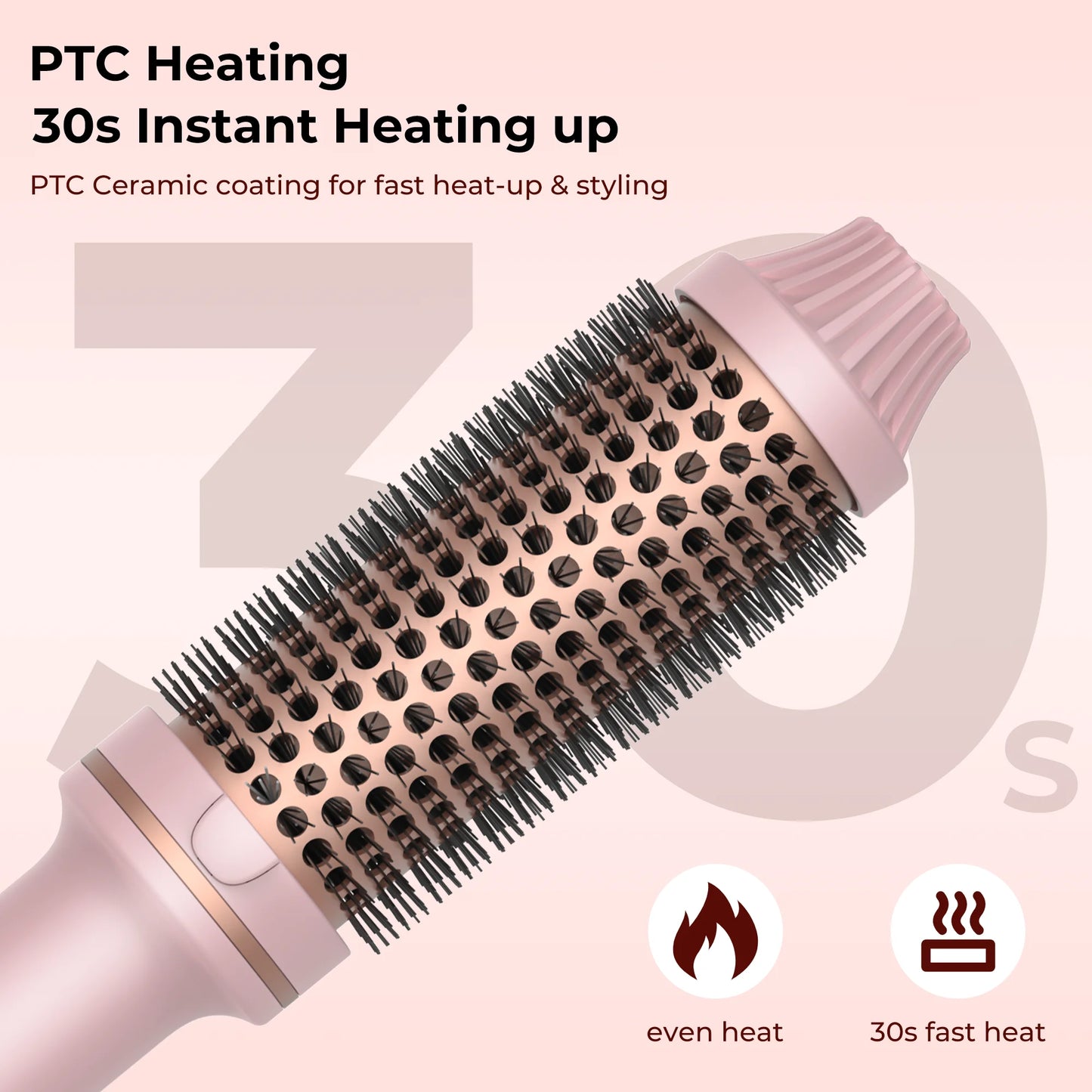 1.5 Inch Heated Curling Brush Ceramic Curling Iron Volumizing Hot Brush Create Root Volume & Loose Curls, Electric Round Brush