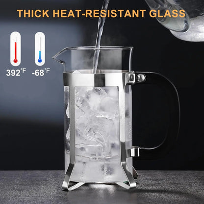 GIANXI Black 350ML Coffee Maker Transparent Glass French Press Stainless Steel With Lid Handle Coffee Pot Coffeeware Teaware