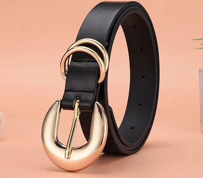 PU Leather Belt For Women Gold Pin Buckle Jeans Black Belts Designer High Quality Female Trouser Belts Waistband