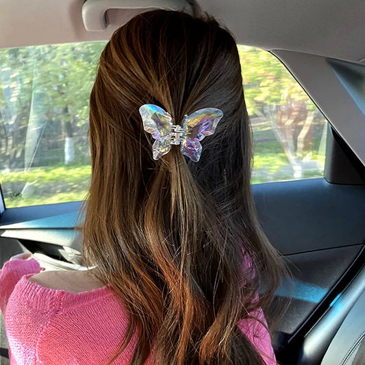 Larger Colorful Butterfly Jaw Clip Decorative Acrylic Butterfly Hair Claw Clip Hair Jaw Barrette for Women Accessories 2023