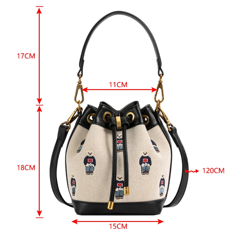 Beibaobao 2024 New Crossbody Bucket Bag Women's Spring/Summer Large Capacity Handbag Cartoon Shoulder Bag Bolso de mujer