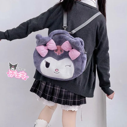 MBTI Japanese Style Womens Shoulder Bag Plush Kuromi Cute Student Jk Lolita Backpack Large Capacity 2024 Designer Daily Tote Bag