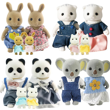 1:12  Forest Animal Family Mini  Rabbit Bear Panda doll girl play house doll setForest Family Villa Furniture Set Toys