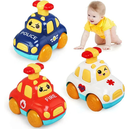 Baby Cartoon Car Toys Toddler Press and Go Car Toy Children Early Educational Toys Pull Back Cars Fire Truck for Kids Boys Gifts