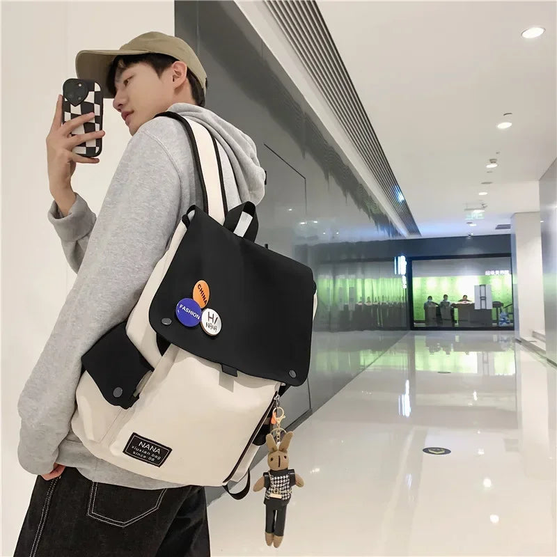 Fashion College Student Backpack Korean Large Capacity Cute Student School Bag for Teens Outdoor Travel Backpack Laptop Rucksack